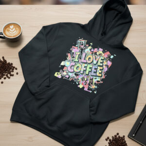 The "I Love Coffee" Abstract Hoodie